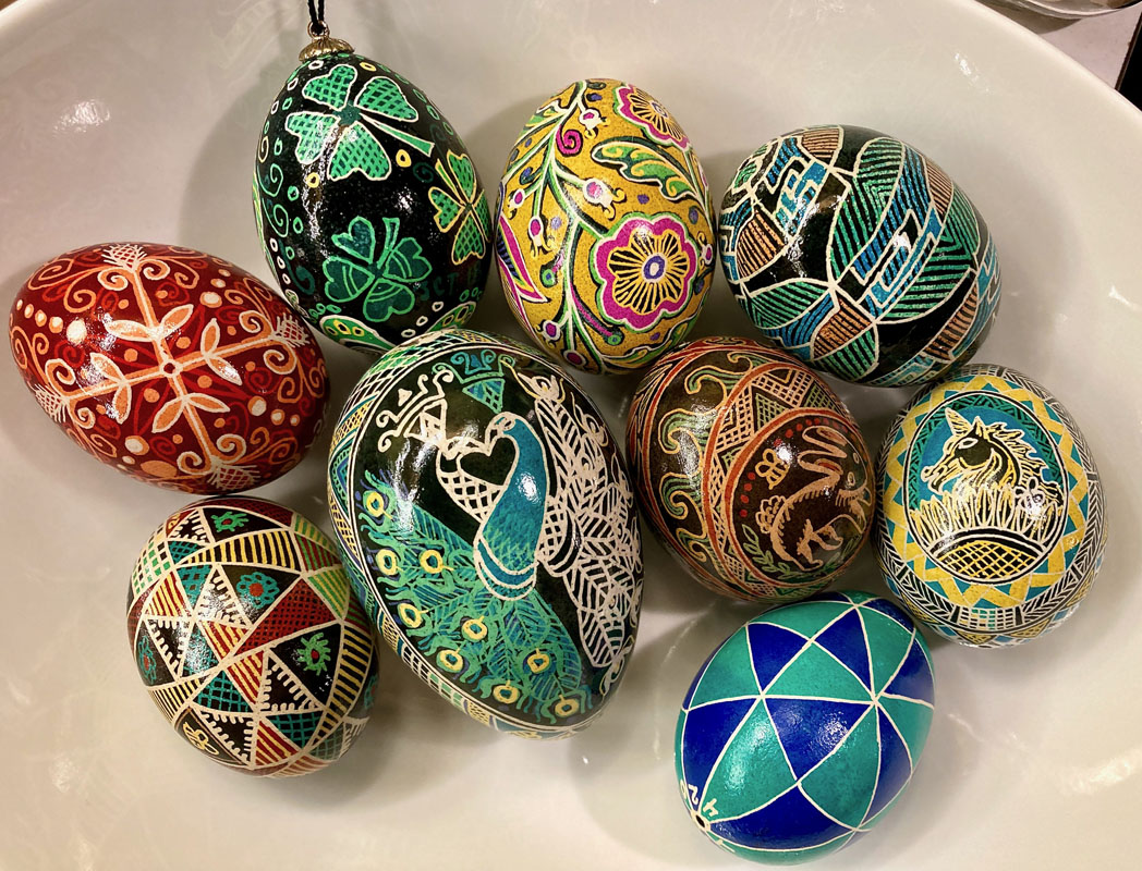 Julia Tenney Pysanky, Batik dyed eggs – Sign Of The Dove Gallery